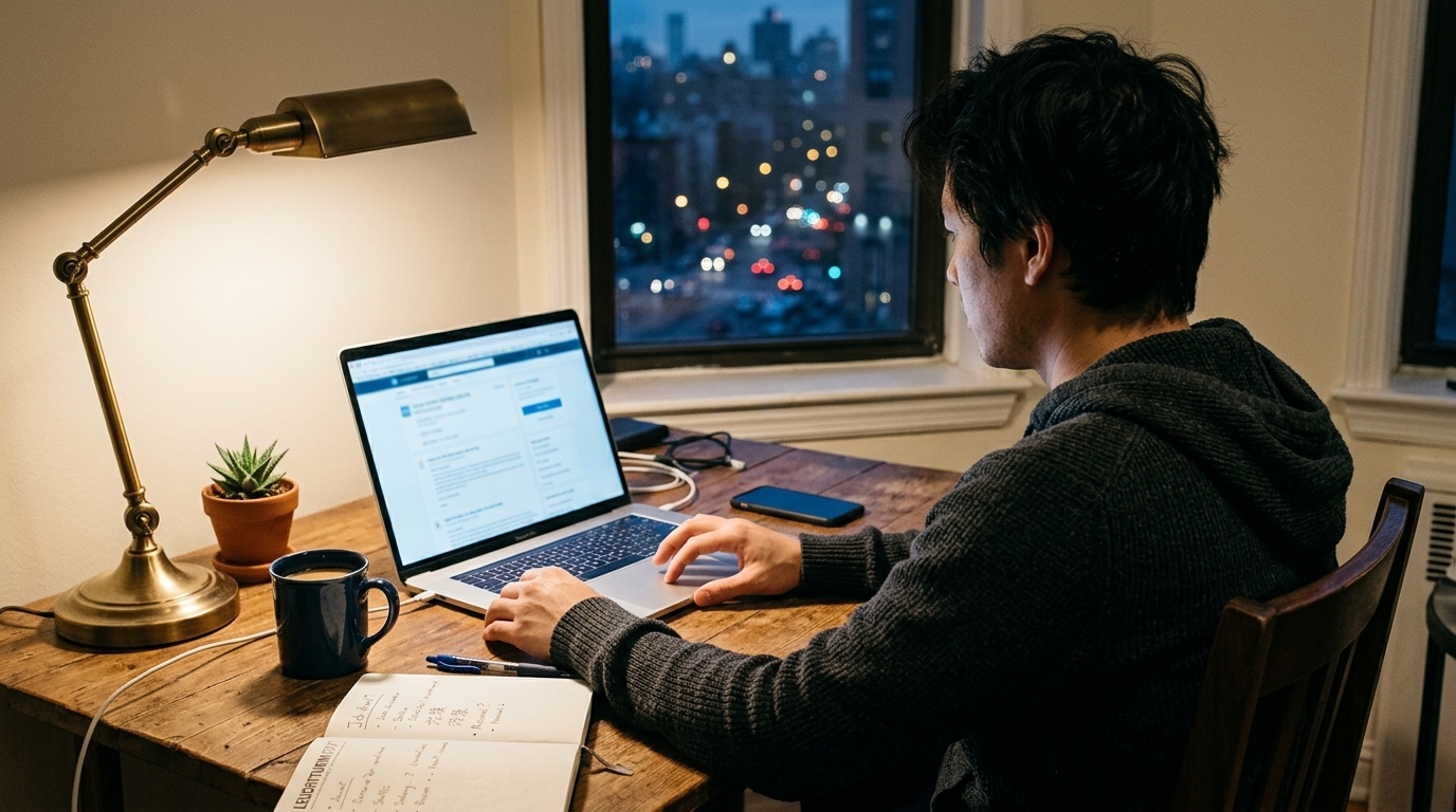 A job posting for a remote JavaScript developer with the location, salary and interview process lines highlighted as the parts candidates check first
